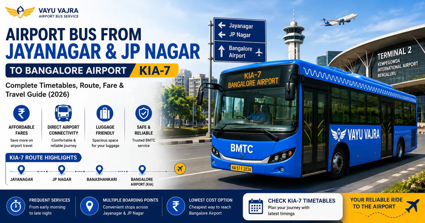 Airport Bus from Jayanagar & JP Nagar: Complete KIA-5 & KIA-7 Route Guide (2026)